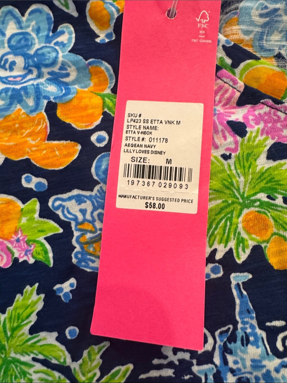 Lilly Pulitzer Navy Floral & Tropical Print V‑Neck Top - Picture 2 of 2